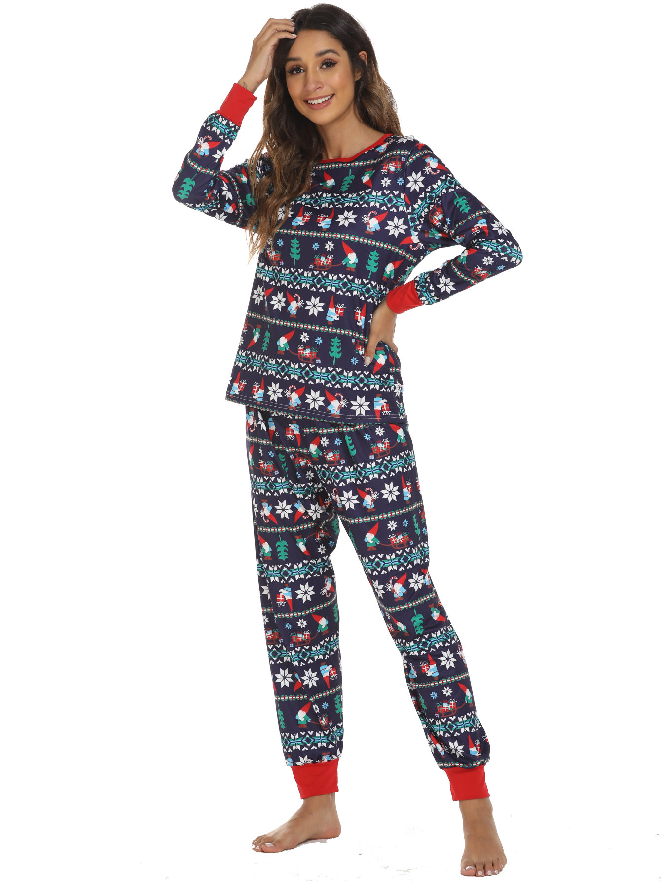 Christmas Woman Soft Long Sleeve Pajama Set Sai Feel