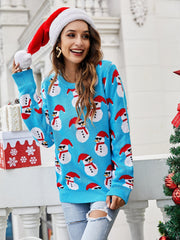 Christmas pullover long-sleeved cute little snowman sweater Sai Feel