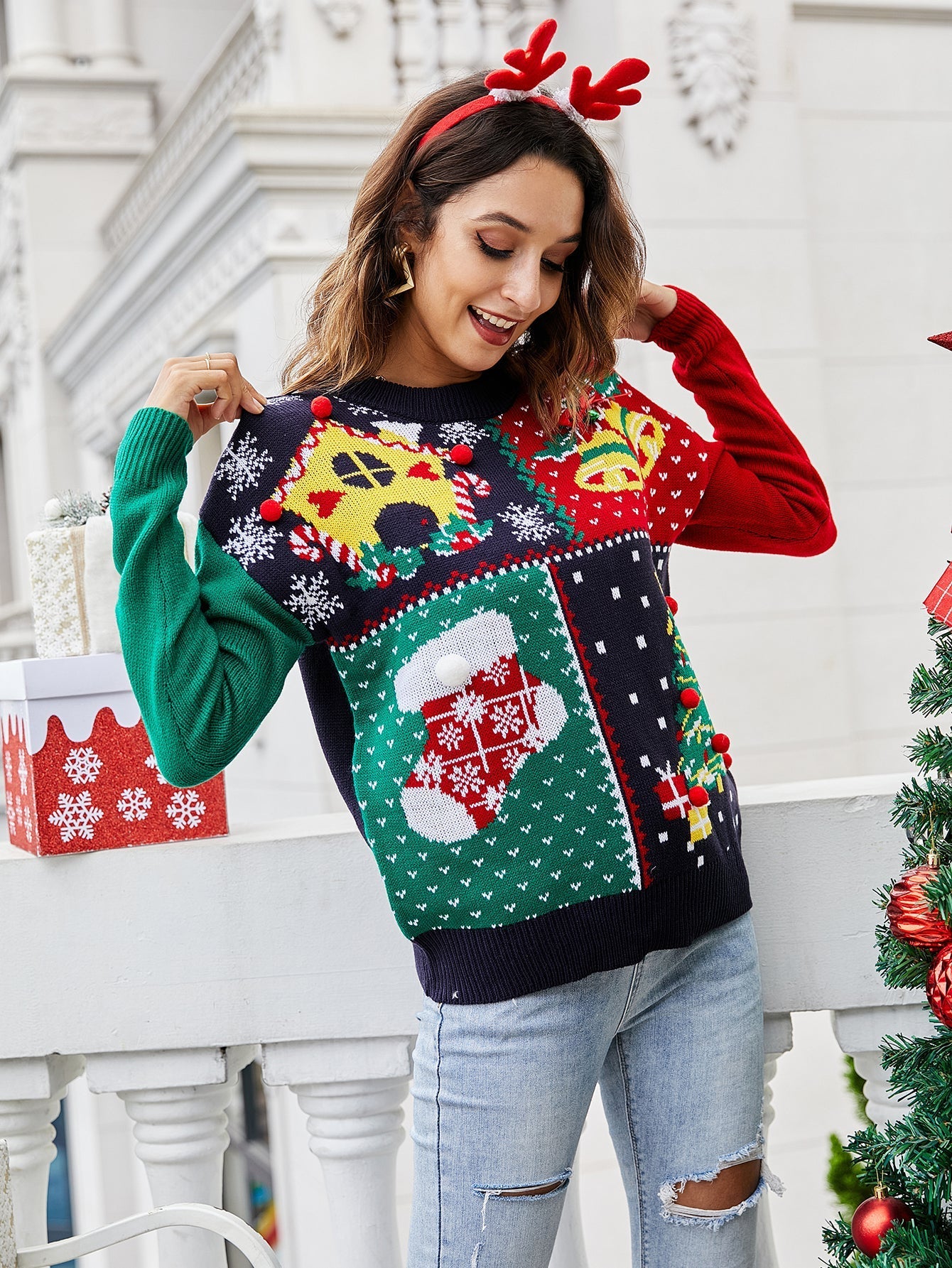 Christmas pullover snowflake Christmas tree sweater Sai Feel