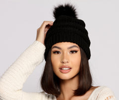 Chunky Knit Pom Beanie Sai Feel