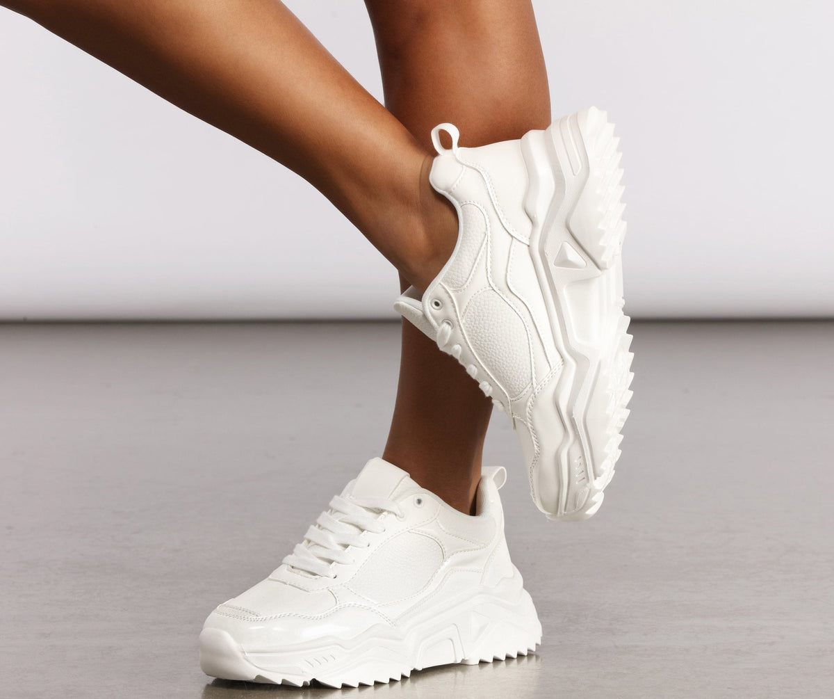 Chunky Lace Up Sporty Sneakers Sai Feel