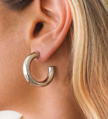 Chunky Silver Hoops Medium