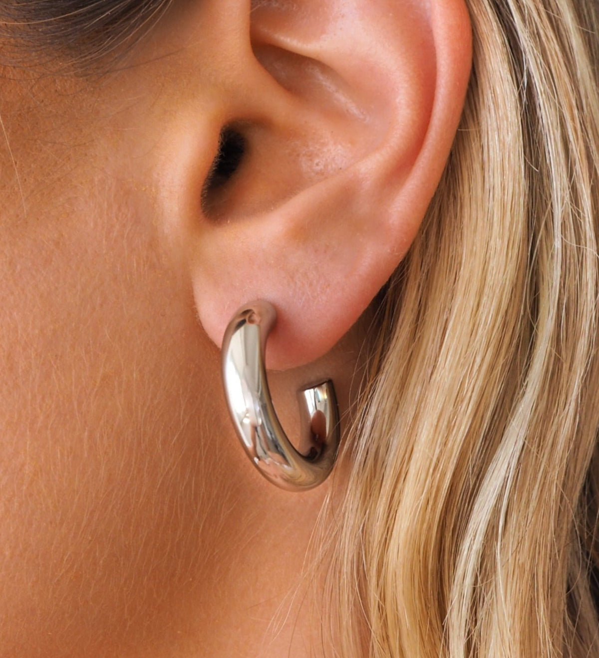 Chunky Silver Hoops Small