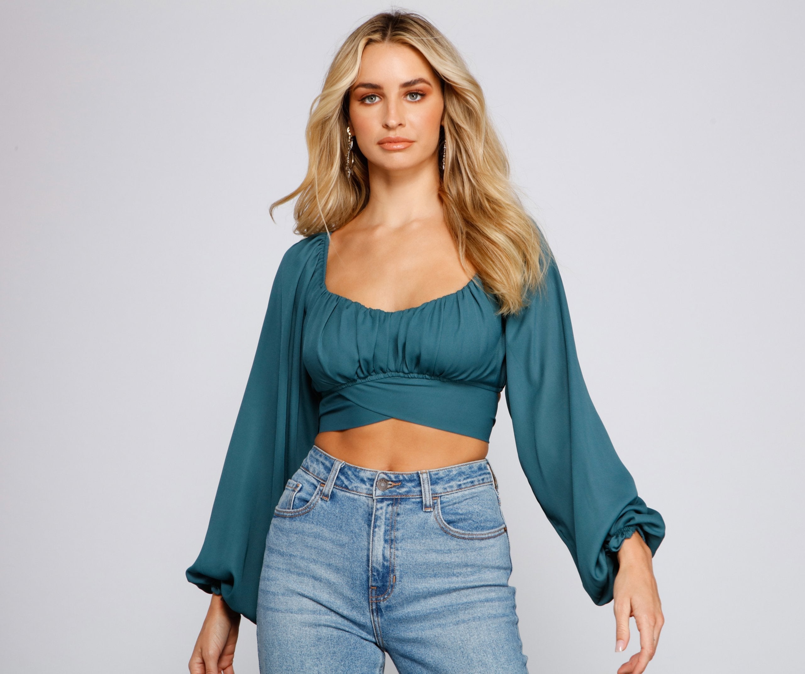 Cinched And Chic Chiffon Crop Top Sai Feel