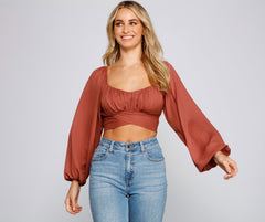 Cinched And Chic Chiffon Crop Top Sai Feel