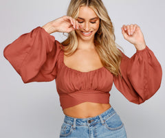 Cinched And Chic Chiffon Crop Top Sai Feel