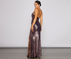 Claire Sleeveless Sequin High-Slit Formal Dress Sai Feel