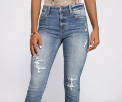 Clara High Rise Destructed Skinny Crop Jeans Sai Feel