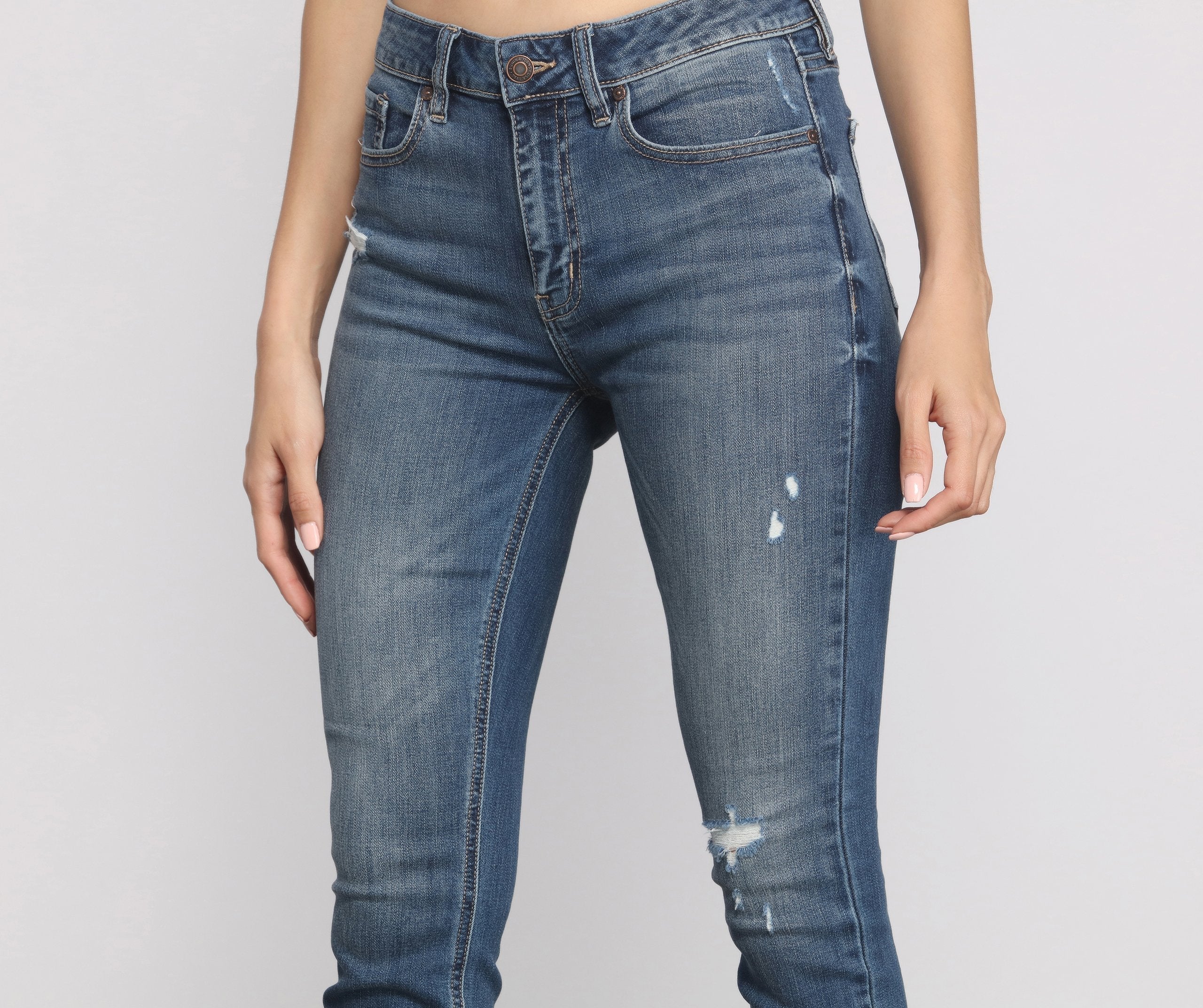 Clara High Rise Destructed Skinny Jeans Sai Feel