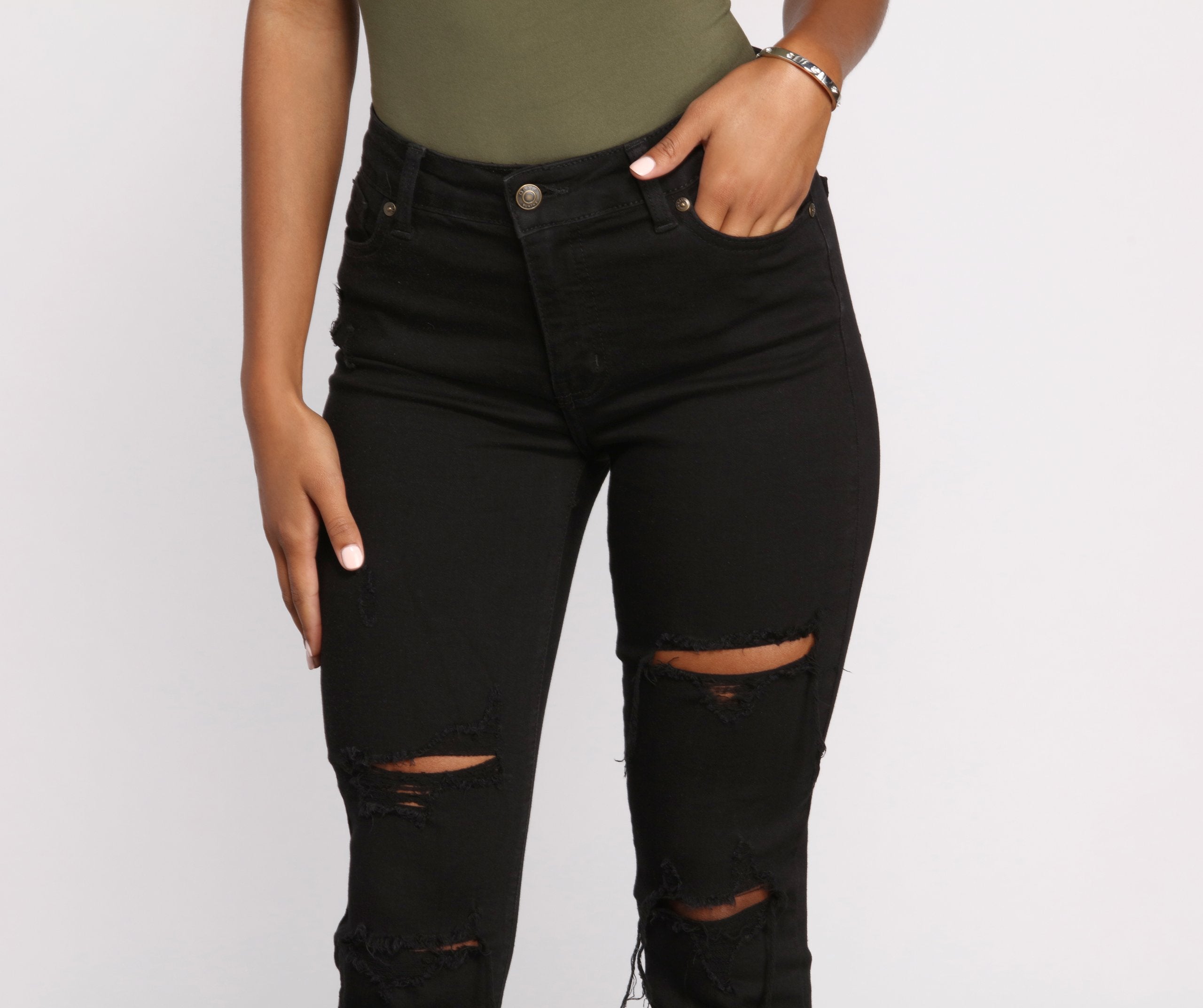 Clara High Rise Destructed Skinny Jeans Sai Feel