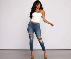 Clara High Rise Destructed Skinny Jeans Sai Feel