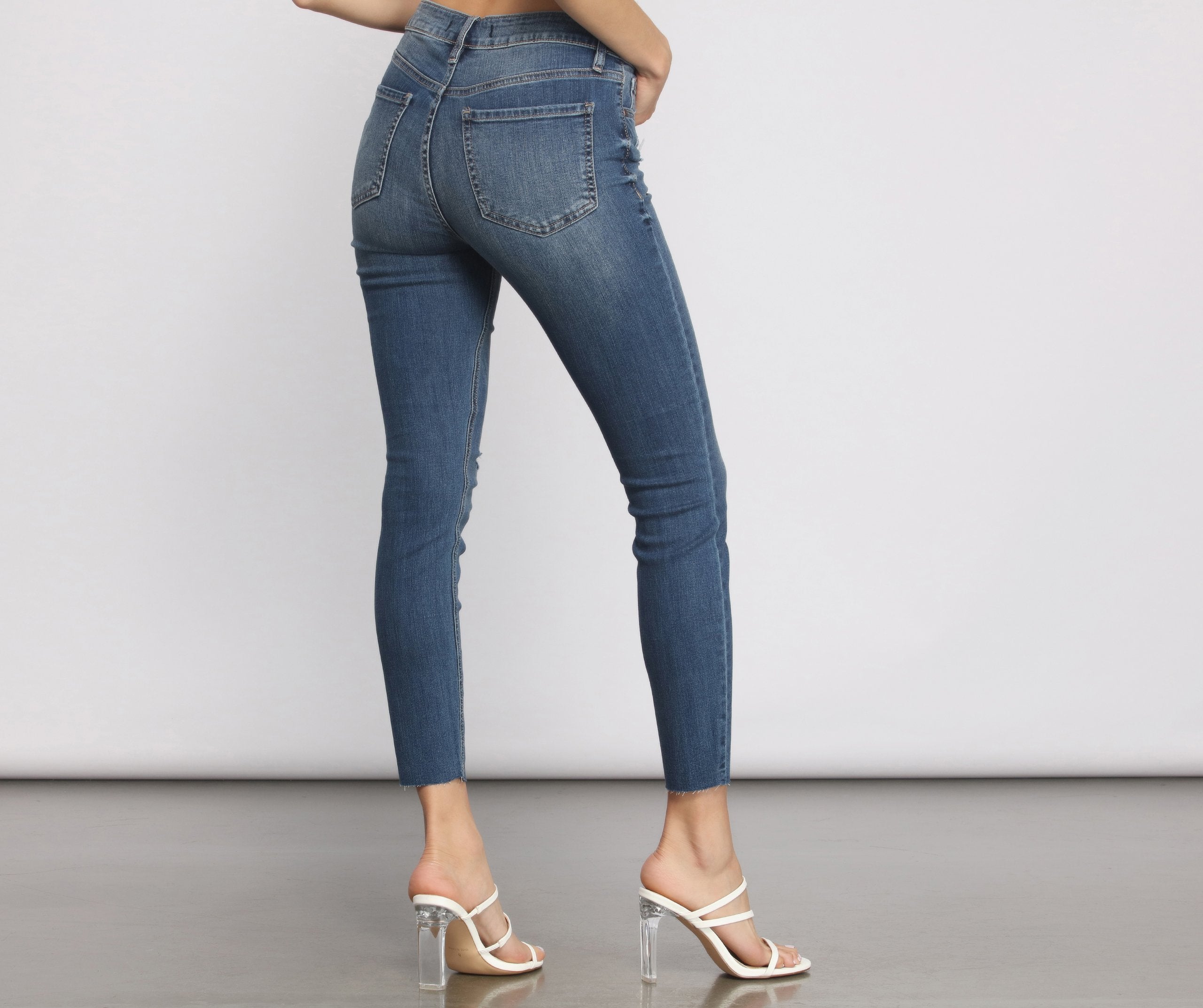 Clara High Rise Destructed Skinny Jeans Sai Feel