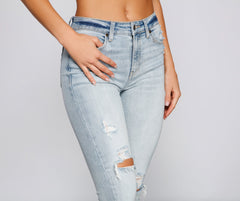 Clara High Rise Distressed Details Skinny Jeans Sai Feel