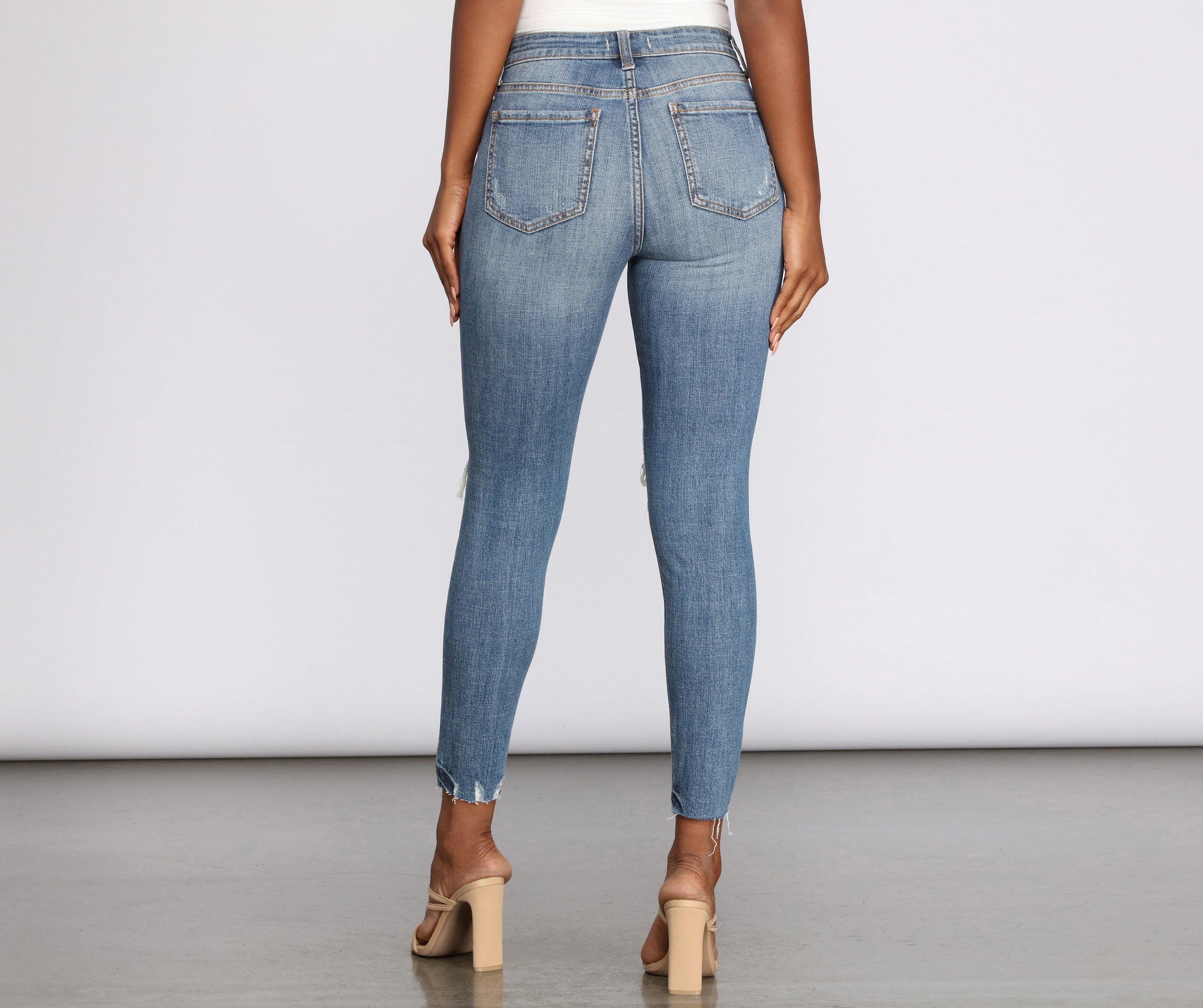 Clara High Rise Distressed Skinny Jeans Sai Feel