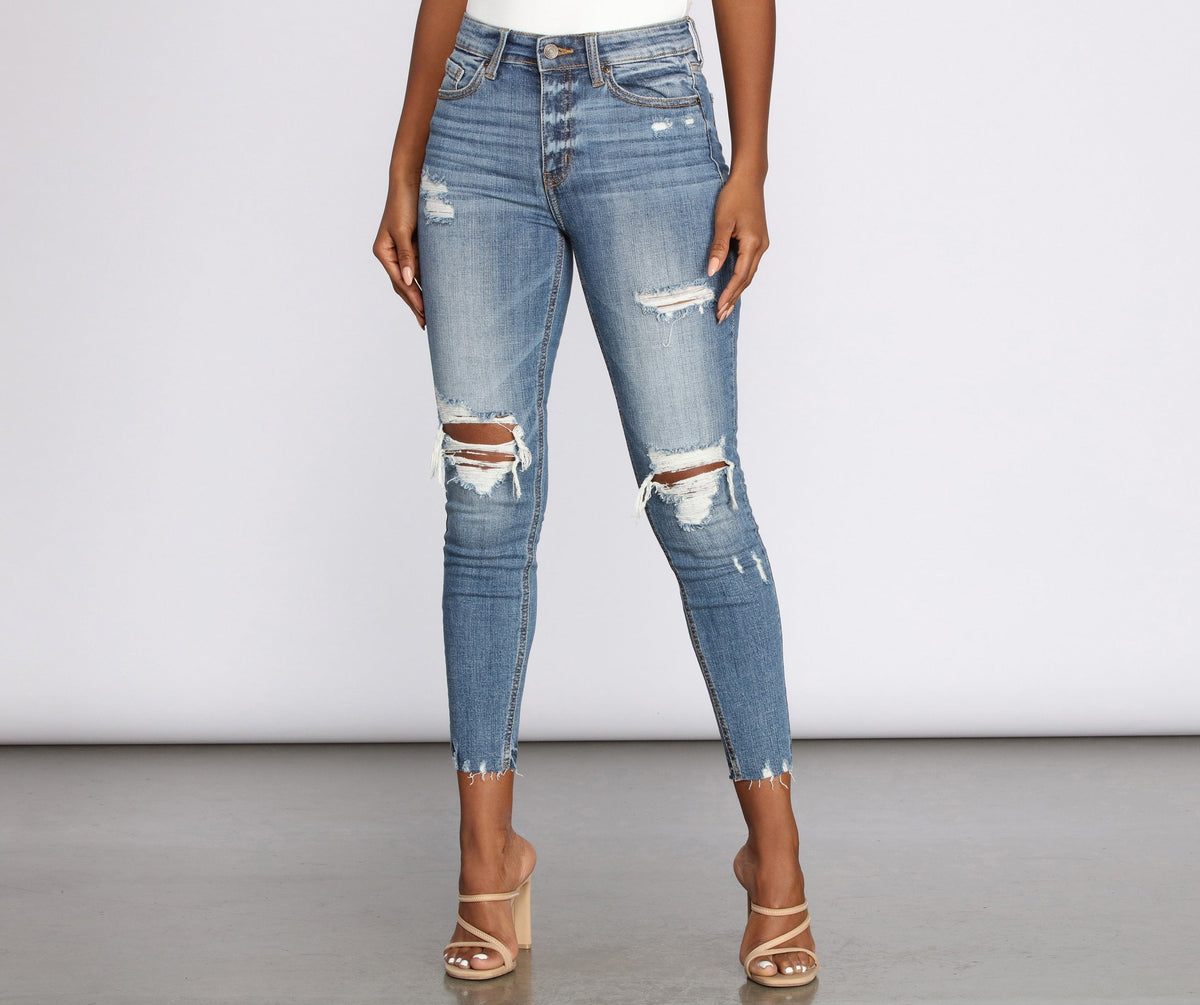 Clara High Rise Distressed Skinny Jeans Sai Feel