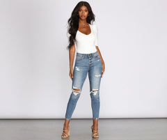 Clara High Rise Distressed Skinny Jeans Sai Feel