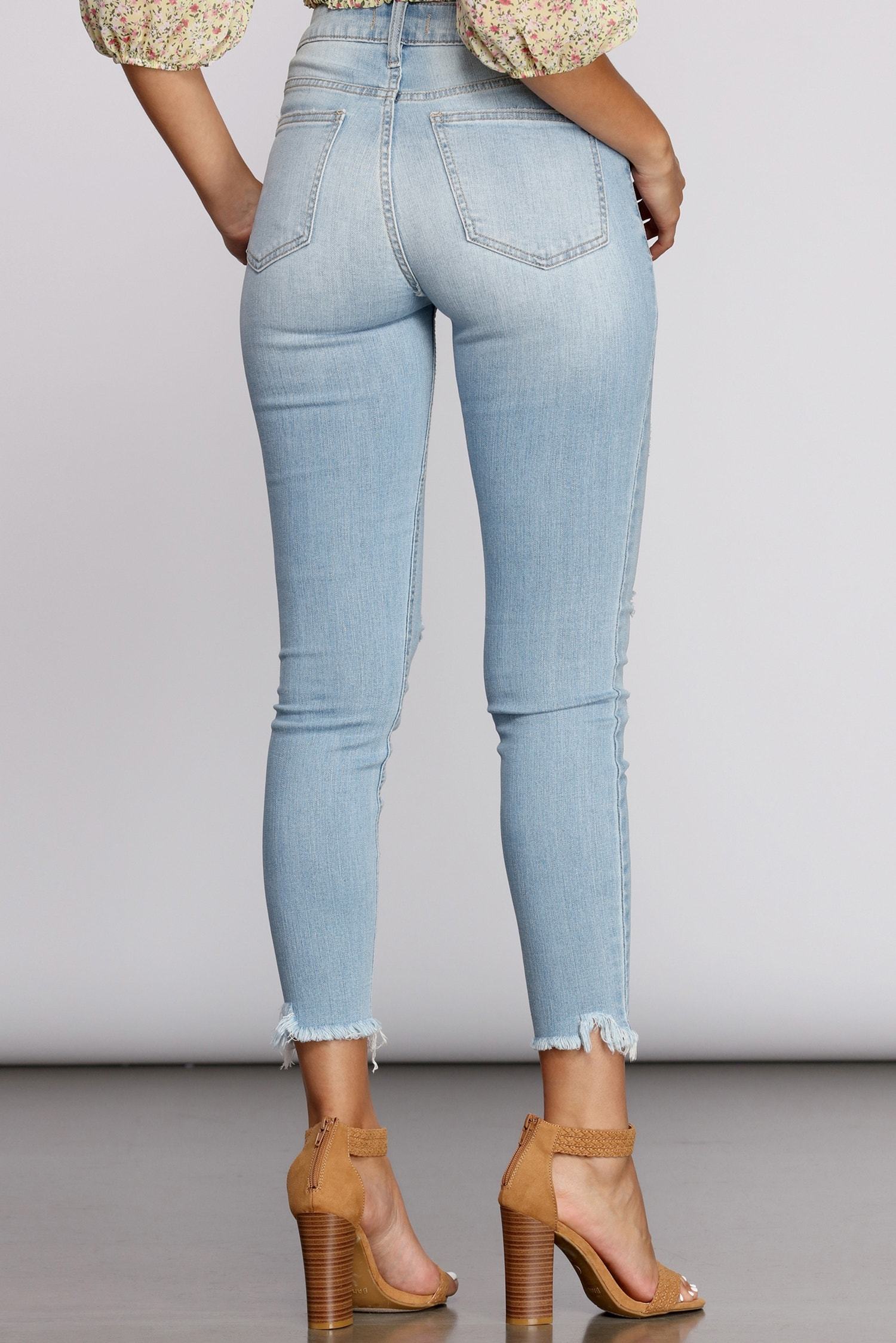 Clara High Rise Frayed Hem Jeans Sai Feel