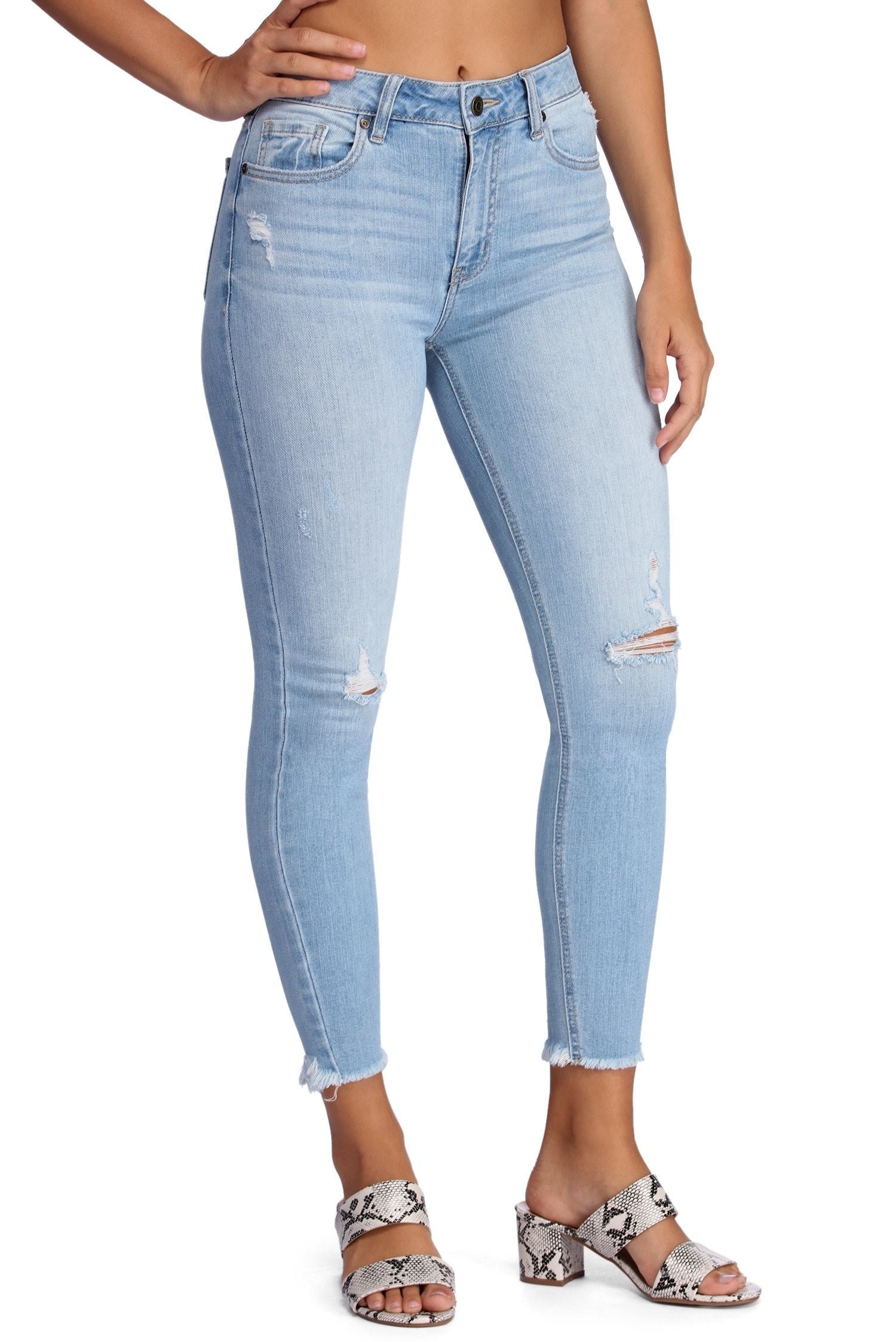 Clara High Rise Frayed Hem Jeans Sai Feel