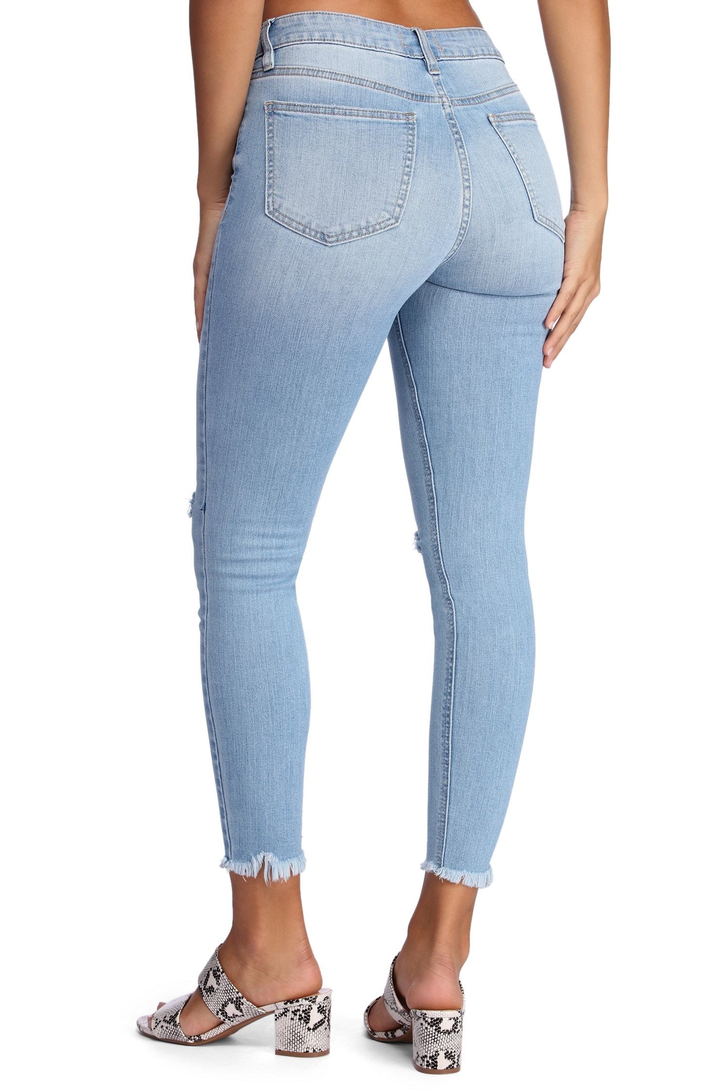 Clara High Rise Frayed Hem Jeans Sai Feel