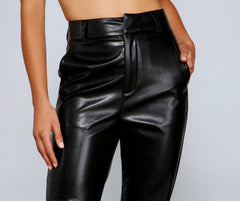 Classic Chic High Waist Faux Leather Pants Sai Feel