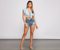 Classic Cuffed Denim Shorts Sai Feel