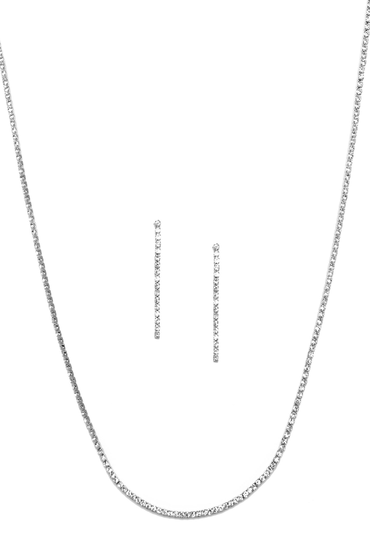 Classic Curved Rhinestone Necklace And Dusters Sai Feel