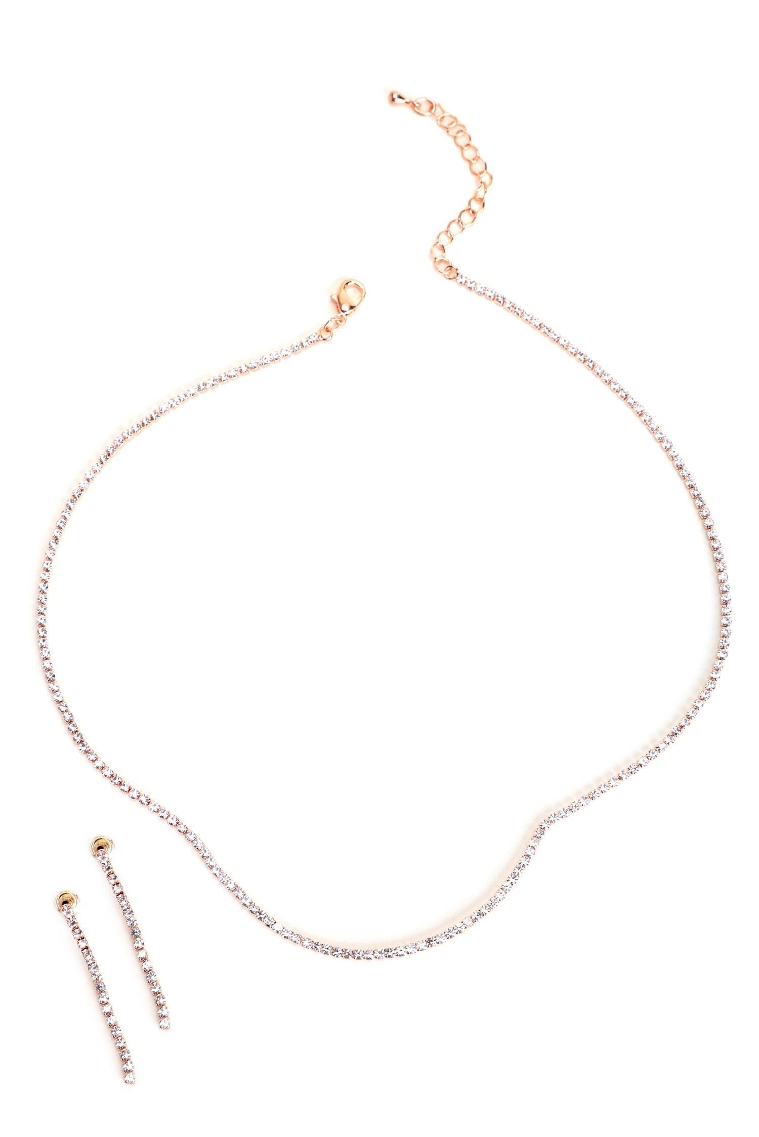 Classic Curved Rhinestone Necklace And Dusters Sai Feel