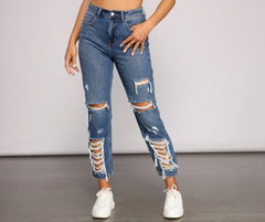 Classic Destructed Straight-Leg Jeans Sai Feel