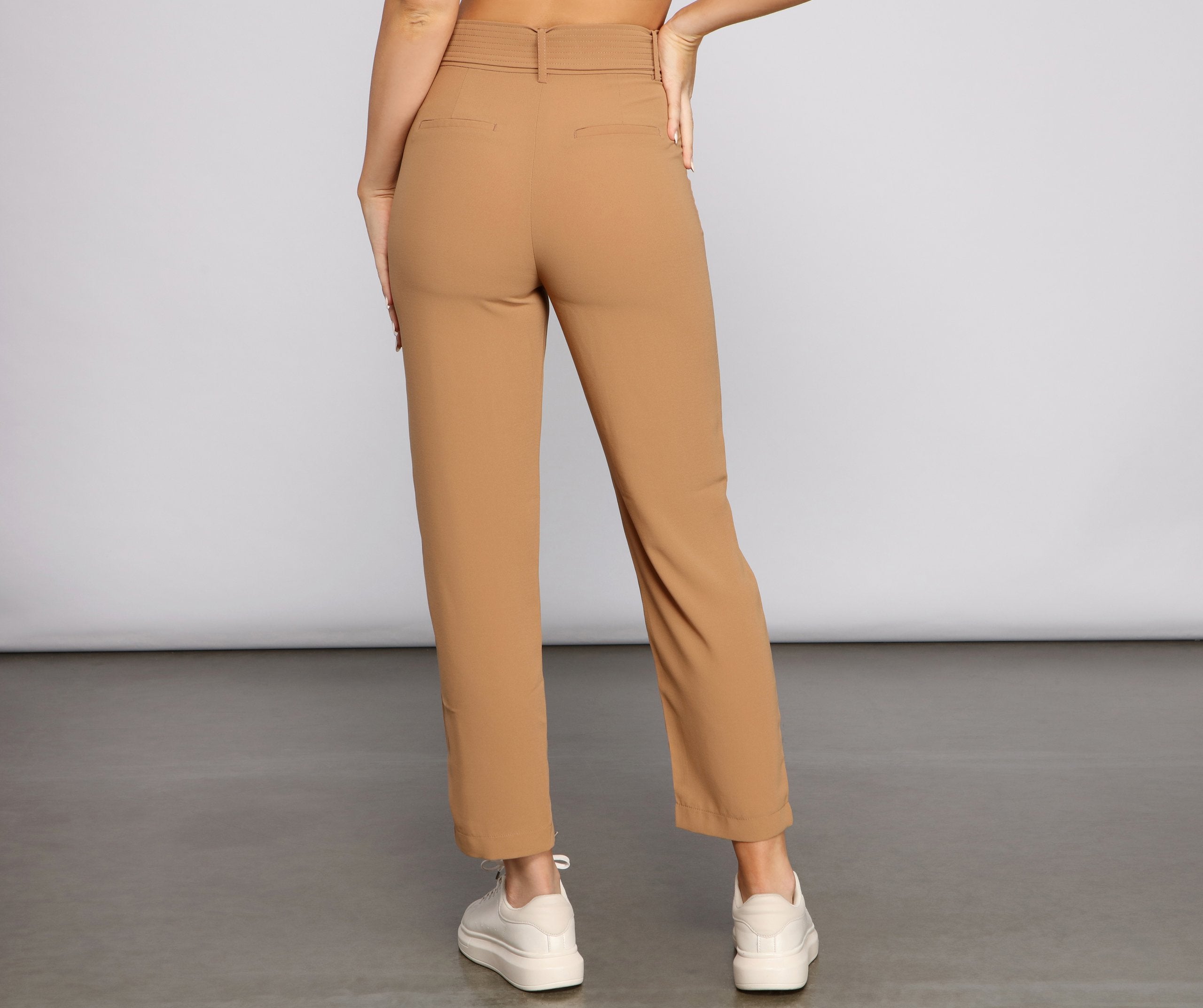 Classic High Waist Belted Tapered Pants Sai Feel