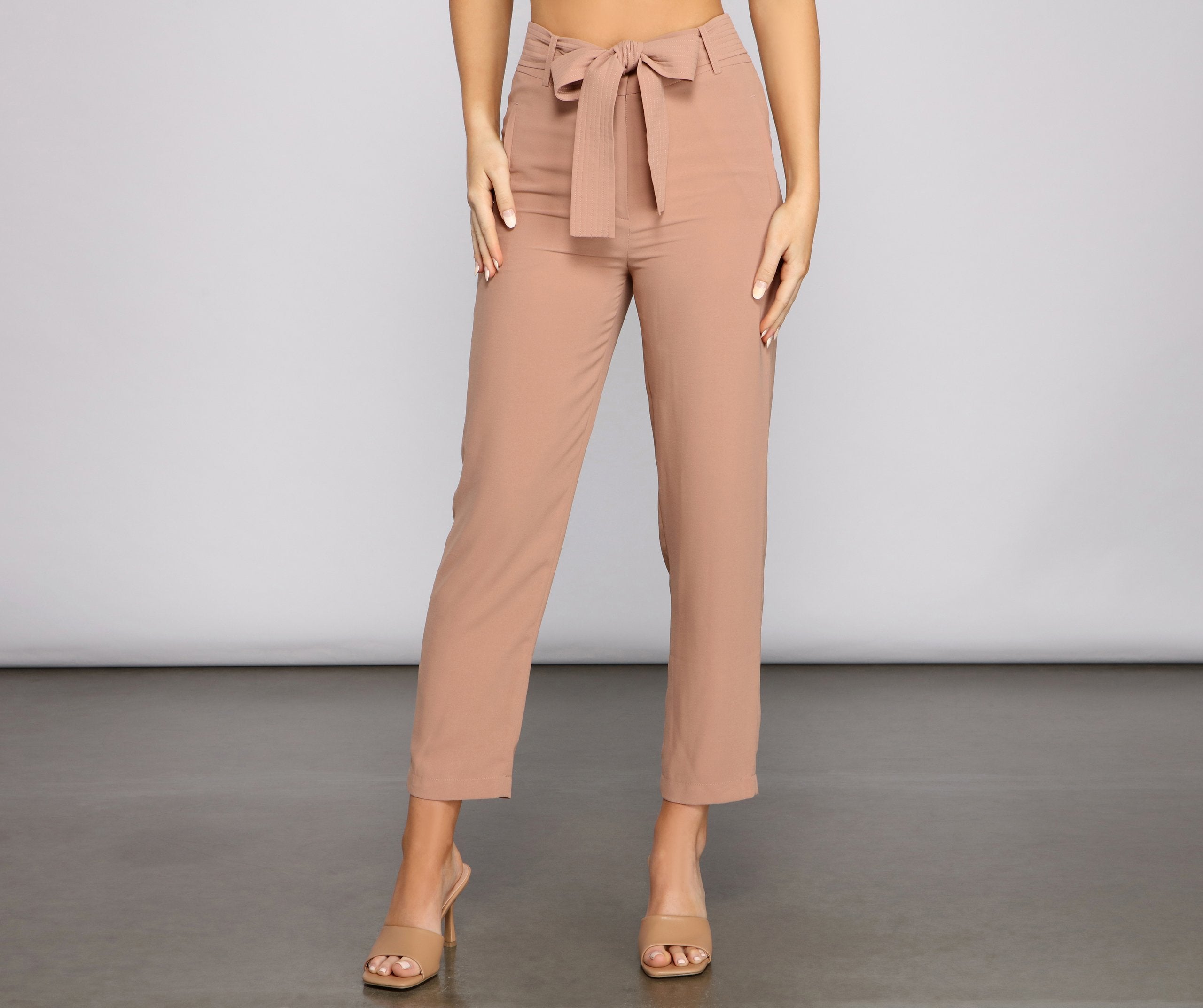 Classic High Waist Belted Tapered Pants Sai Feel