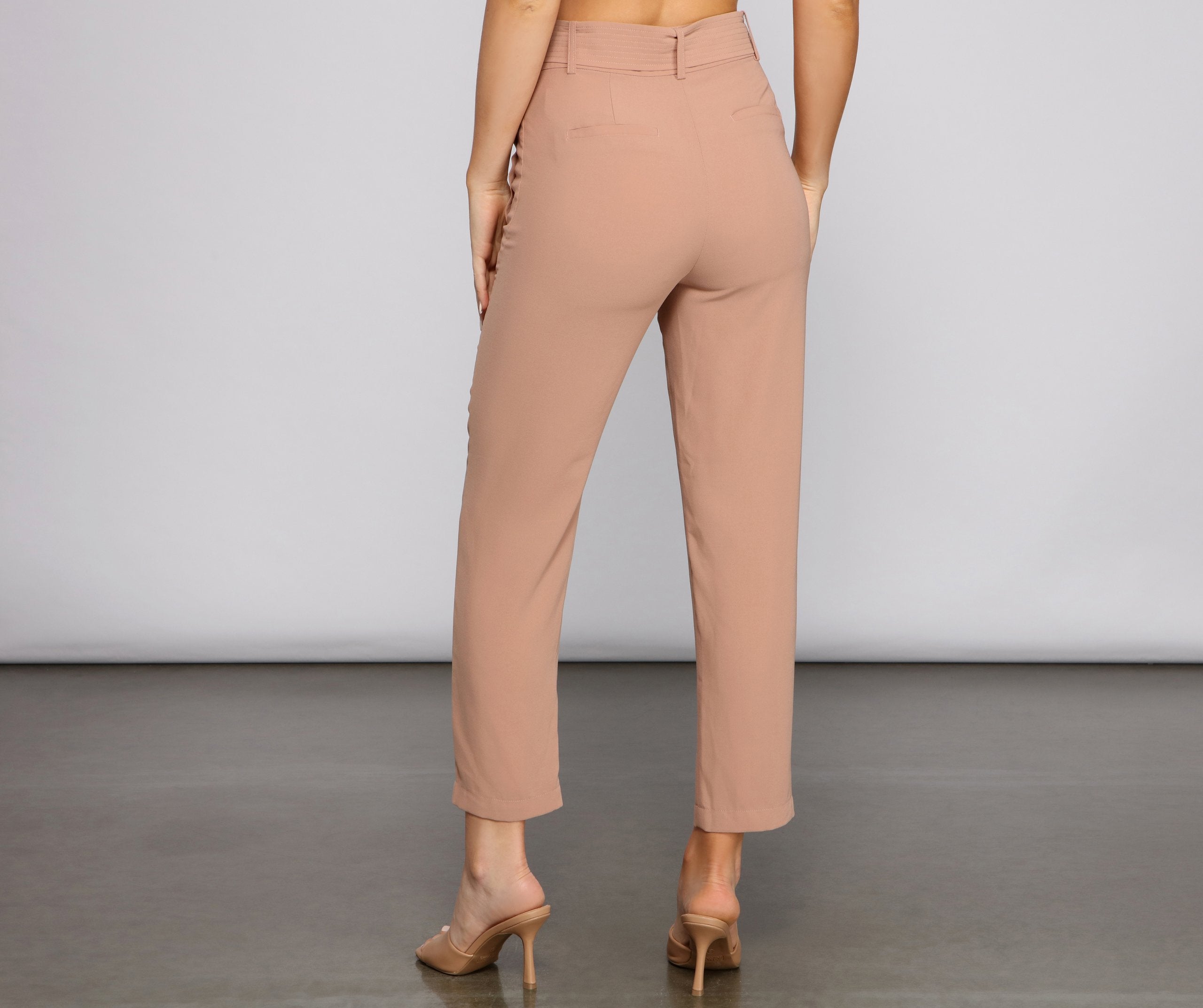 Classic High Waist Belted Tapered Pants Sai Feel