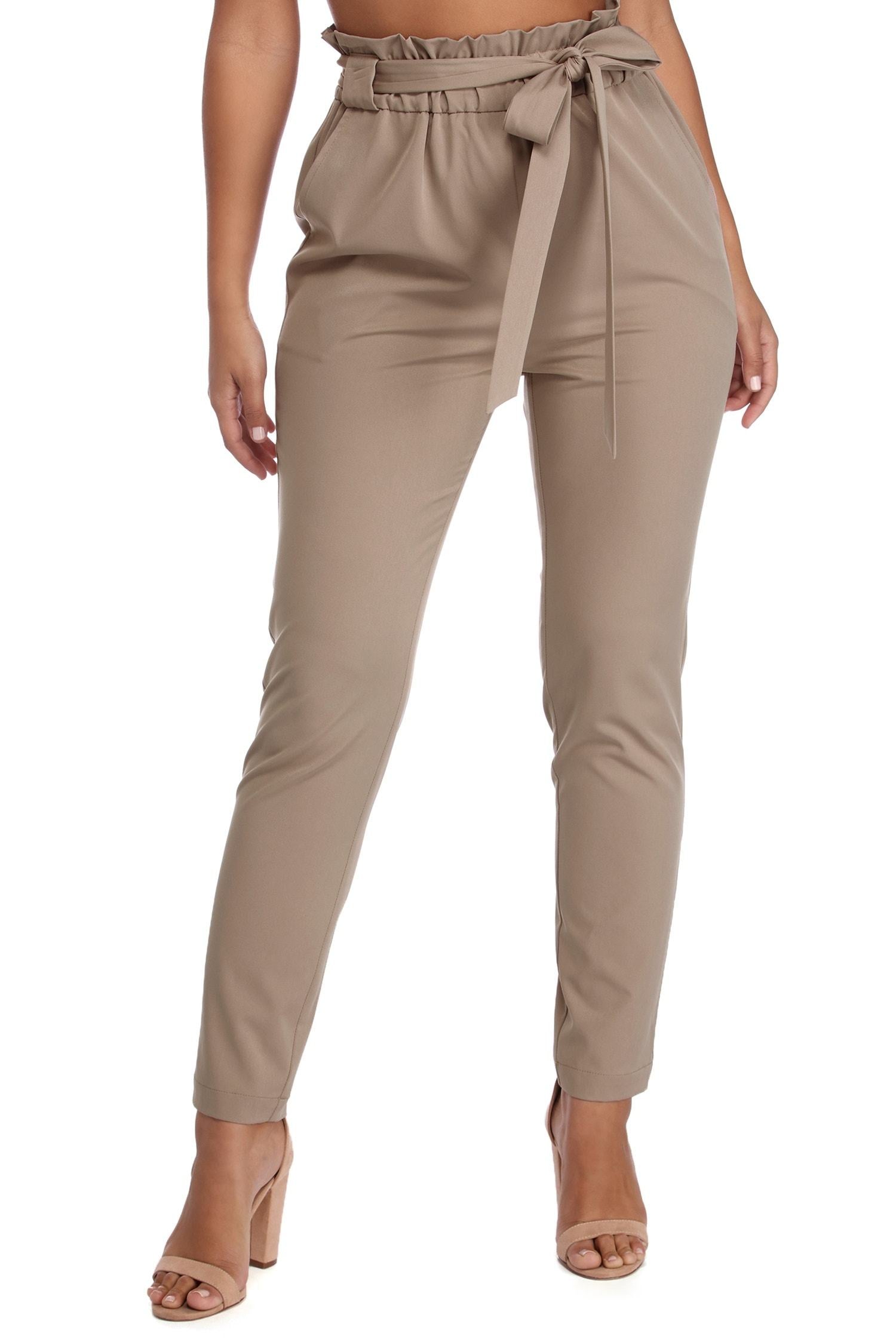 Classic Paper Bag Tie Waist Pants Sai Feel