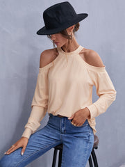 Cold Shoulder Rib-Knit Top Sai Feel