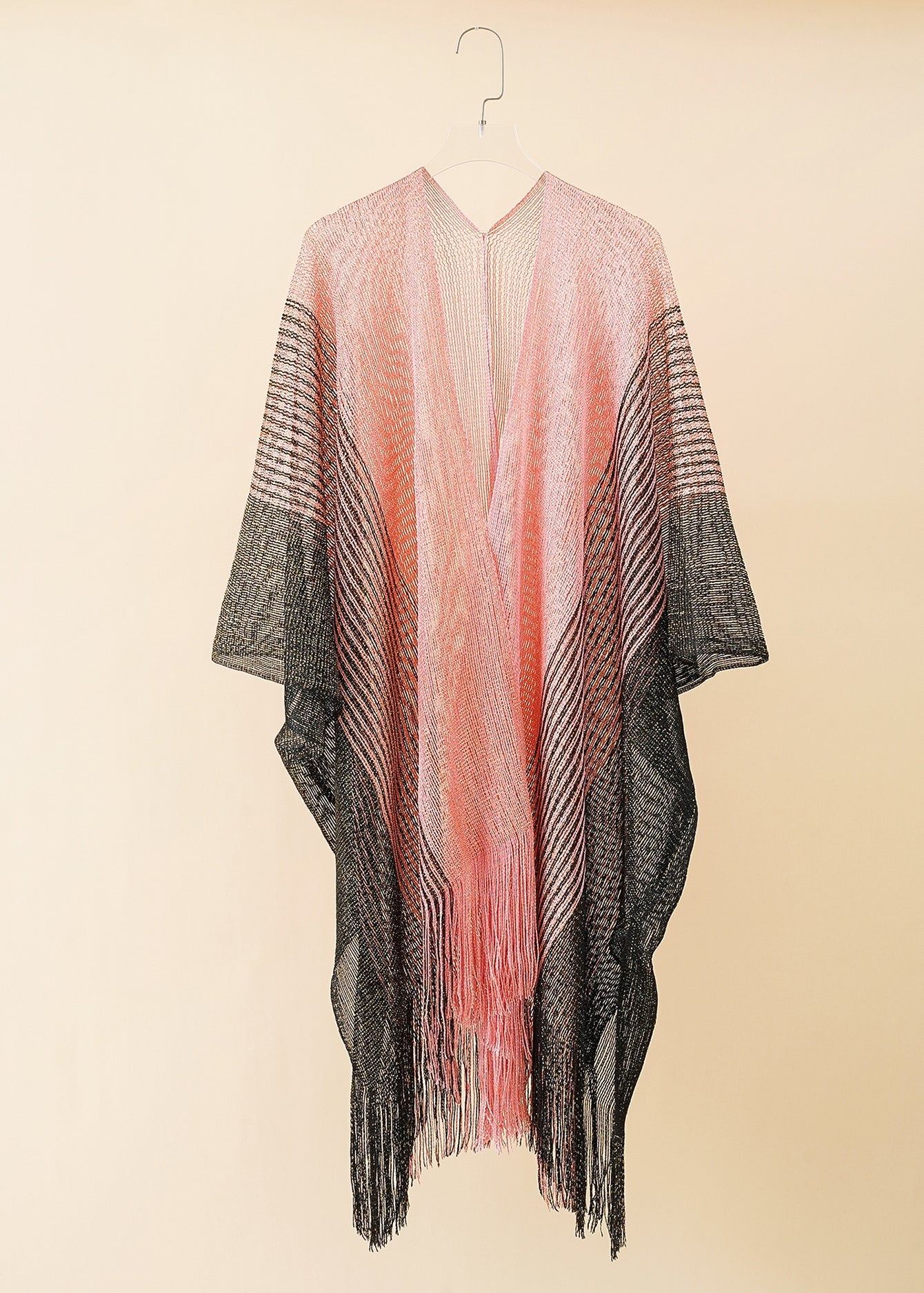 Color Block Fringed Cover Up Shawl Sai Feel