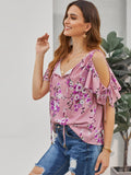 Color Block Shirt Floral Print Top Sai Feel