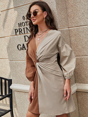 Color Block Twist Front Dress Sai Feel