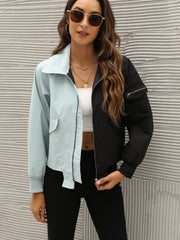 Color Block Zipper Up Jacket Sai Feel