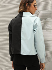 Color Block Zipper Up Jacket Sai Feel