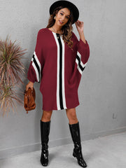 Colorblock Batwing Sleeve Dress Sai Feel