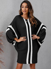 Colorblock Batwing Sleeve Dress Sai Feel