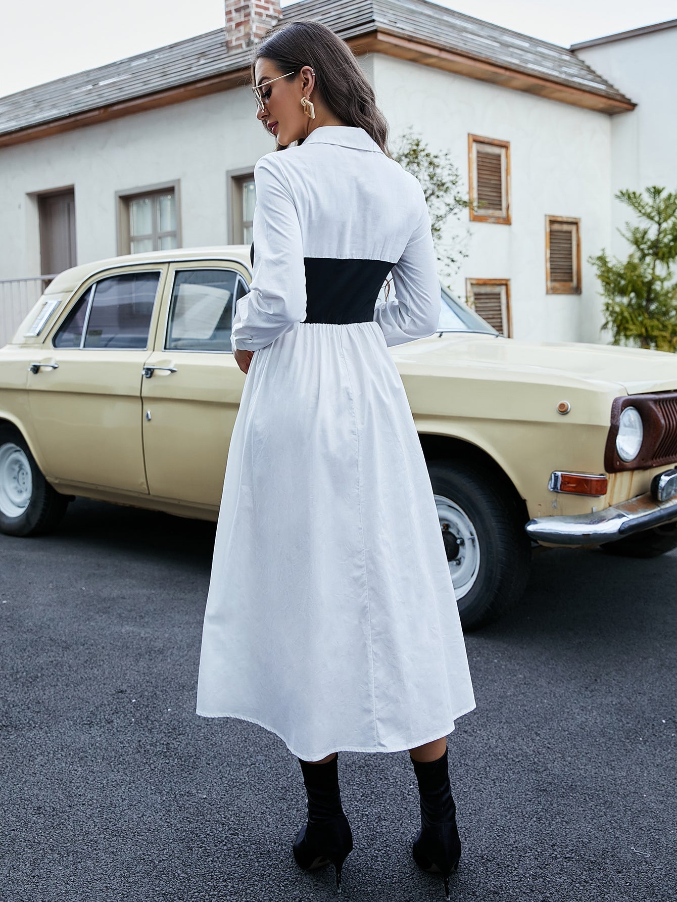 Colorblock Shirt Dress Sai Feel