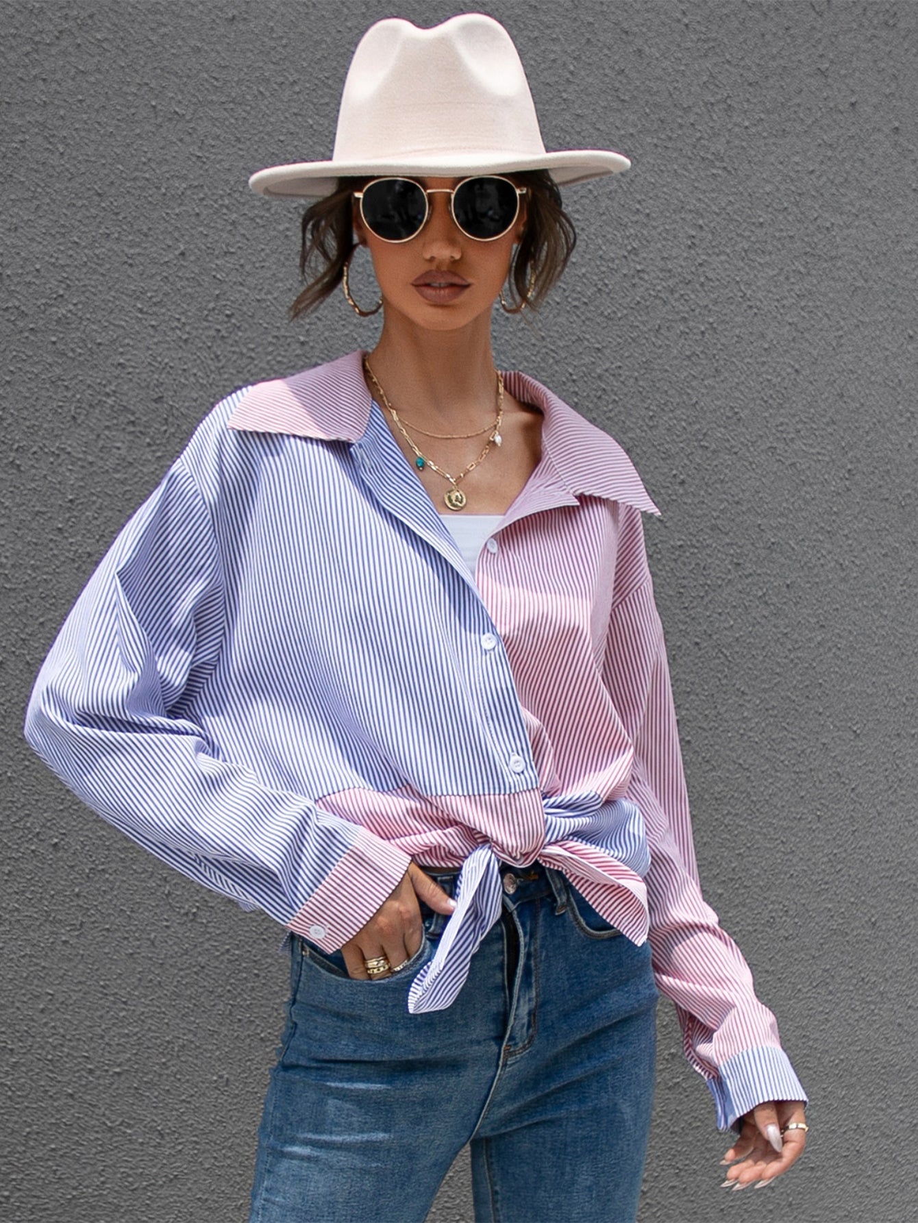 Colorblock Striped Shirt Sai Feel