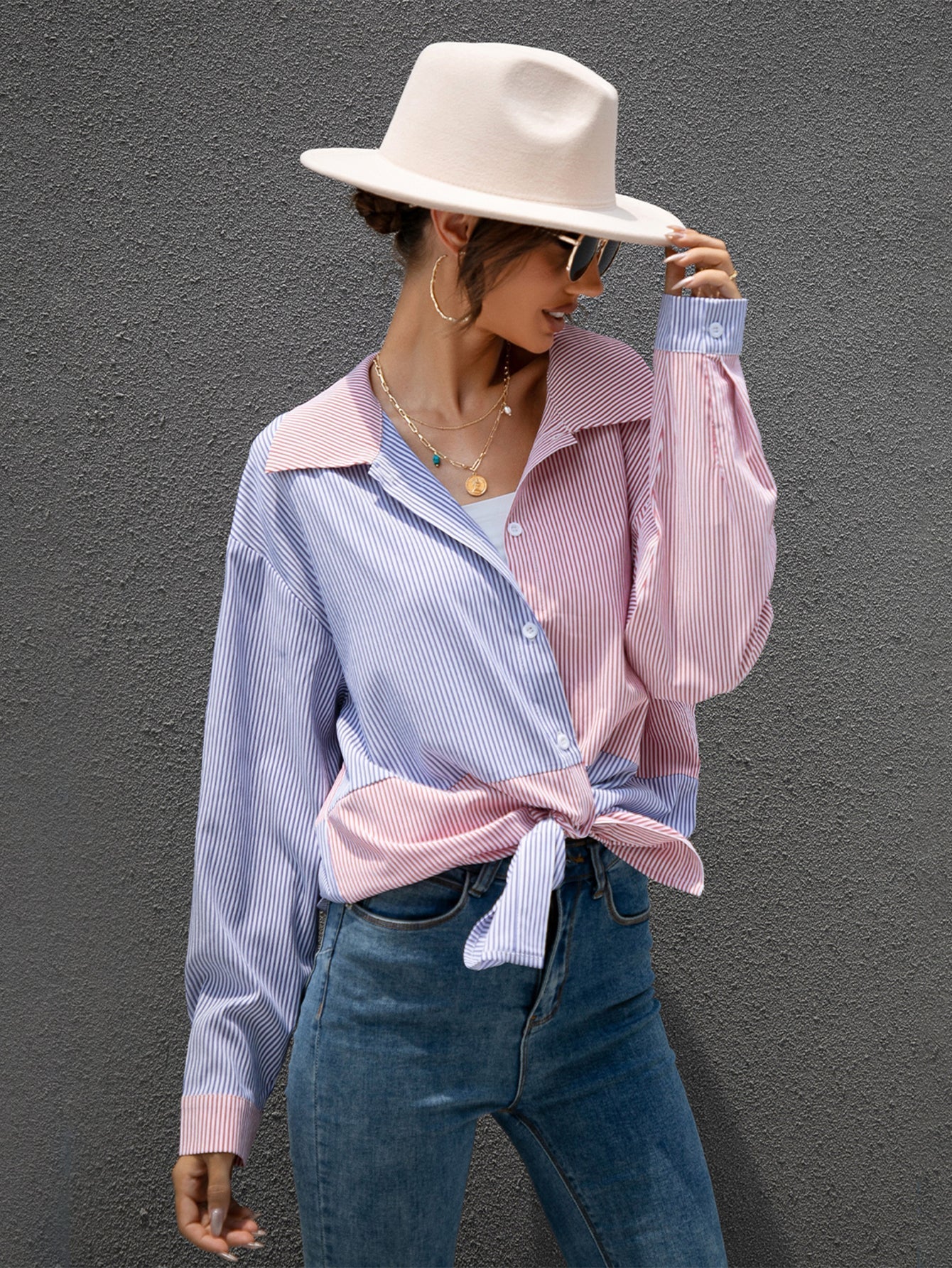 Colorblock Striped Shirt Sai Feel