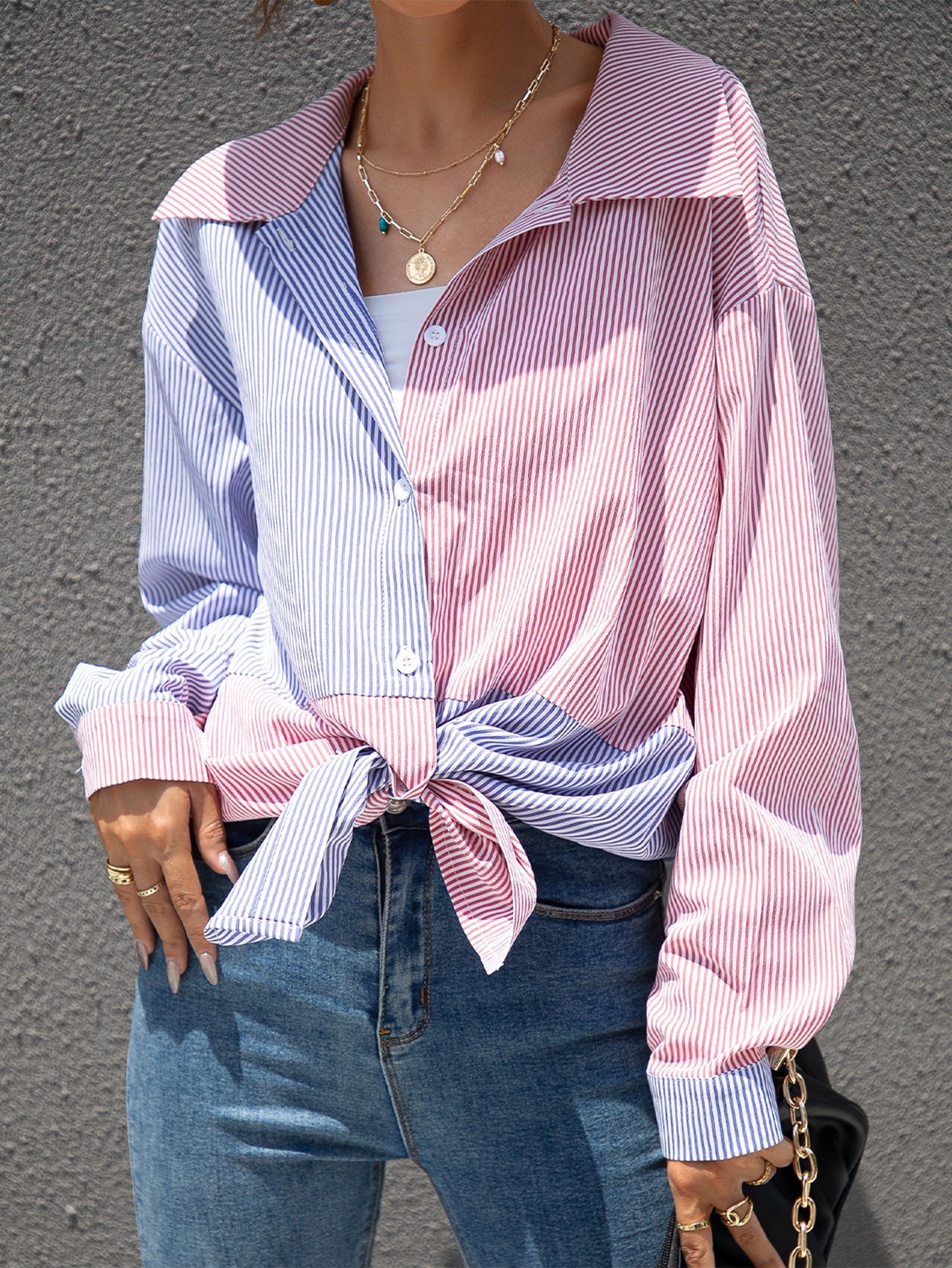 Colorblock Striped Shirt Sai Feel