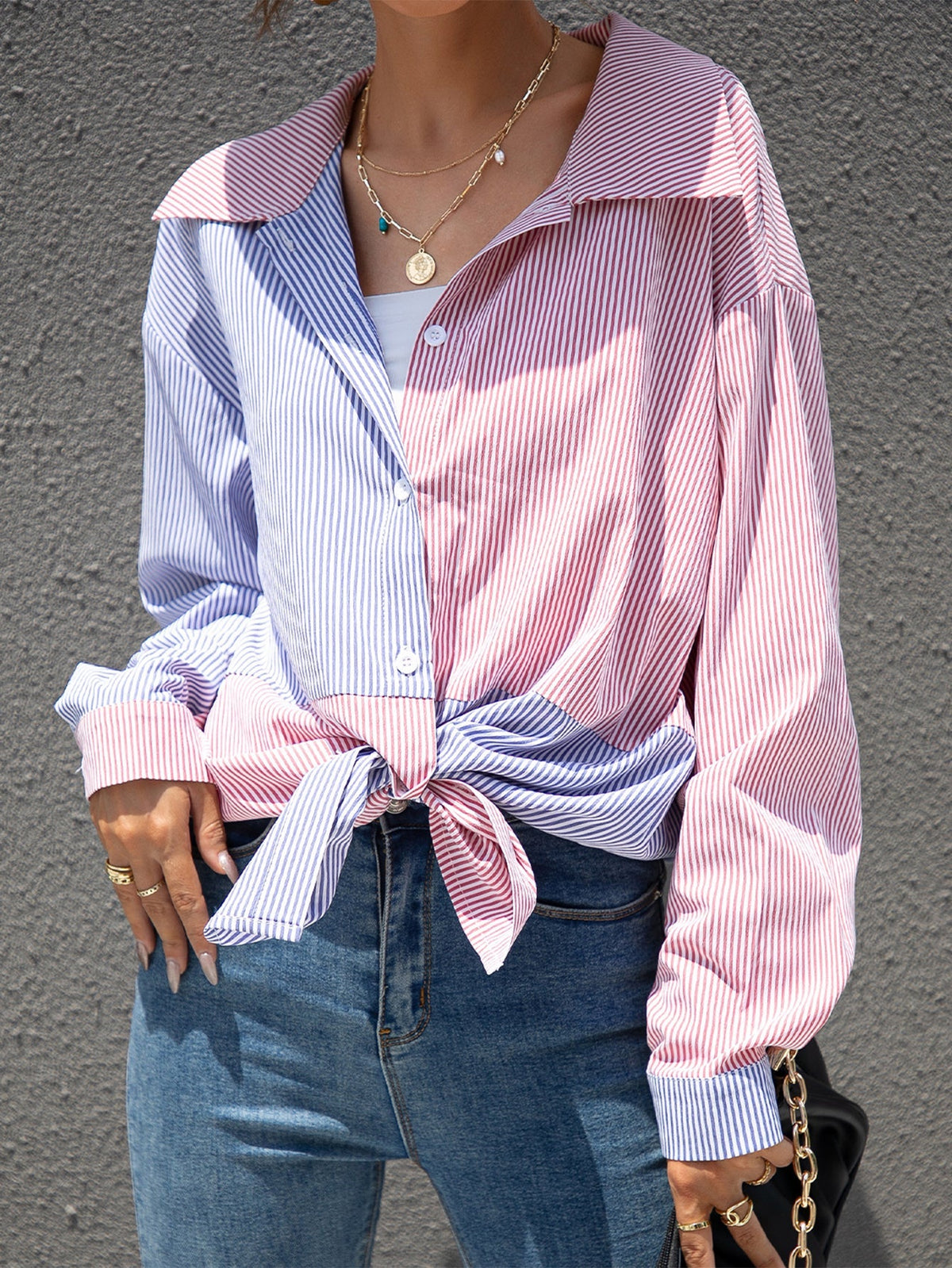 Colorblock Striped Shirt Sai Feel