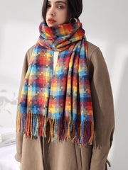 Colorful Mosaic Fringe Hem Scarf Sai Feel