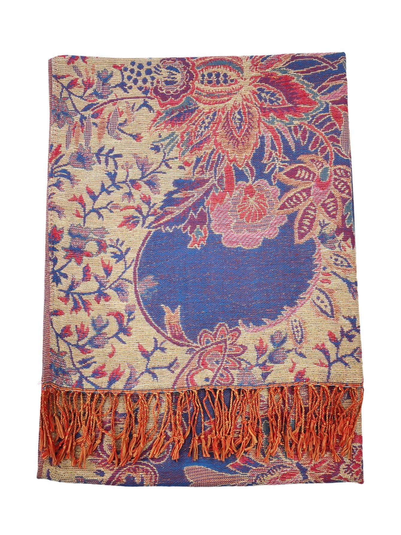 Colorful ethnic style jacquard fringed scarf Sai Feel