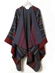 Colorful striped acrylic cape shawl Sai Feel
