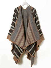 Colorful striped acrylic cape shawl Sai Feel