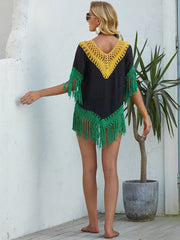 Contrast Fringed Holiday Blouse Sai Feel